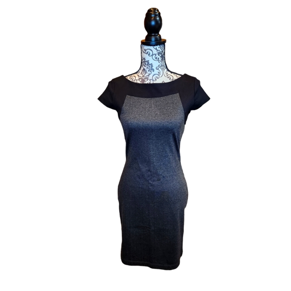 Amanda Uprichard Colorblock Short Sleeve Fitted Dress Size M In Black